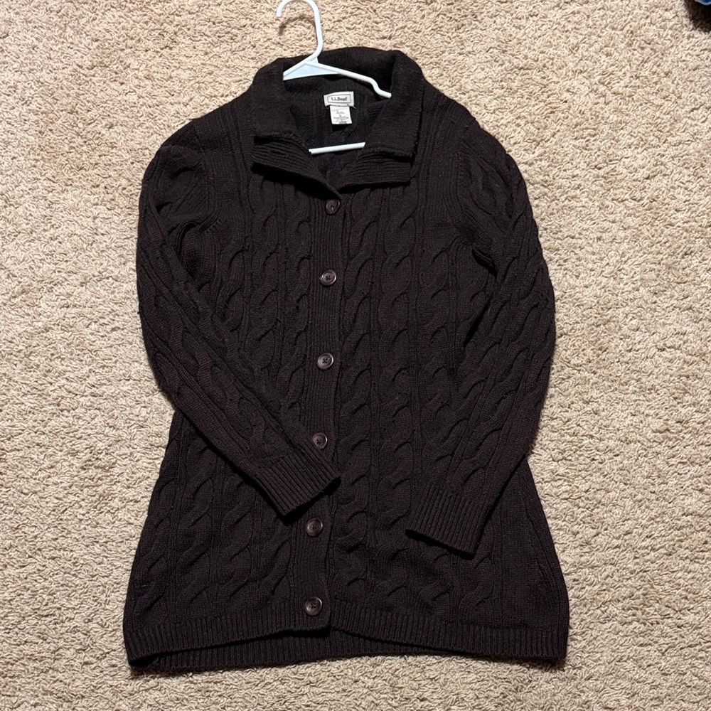 Women's Cable Knit ChocolateBrown Chunky Sweater - Medium